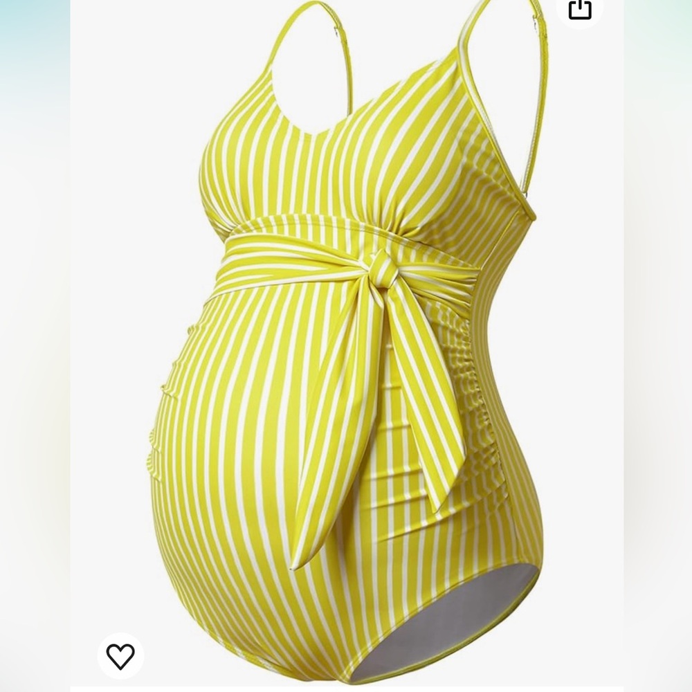 Yellow stripe Maternity swimsuit, large